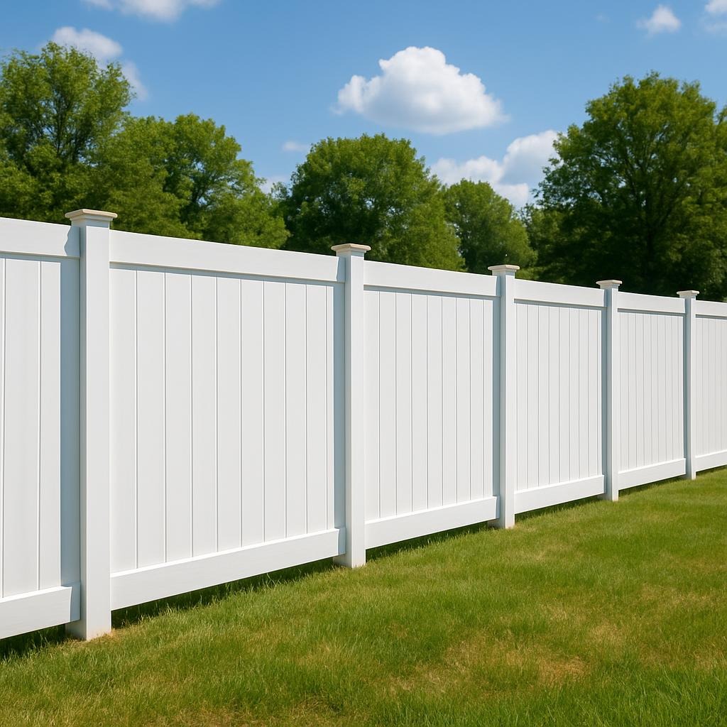 White custom vinyl privacy fence by Fence Builder Raleigh